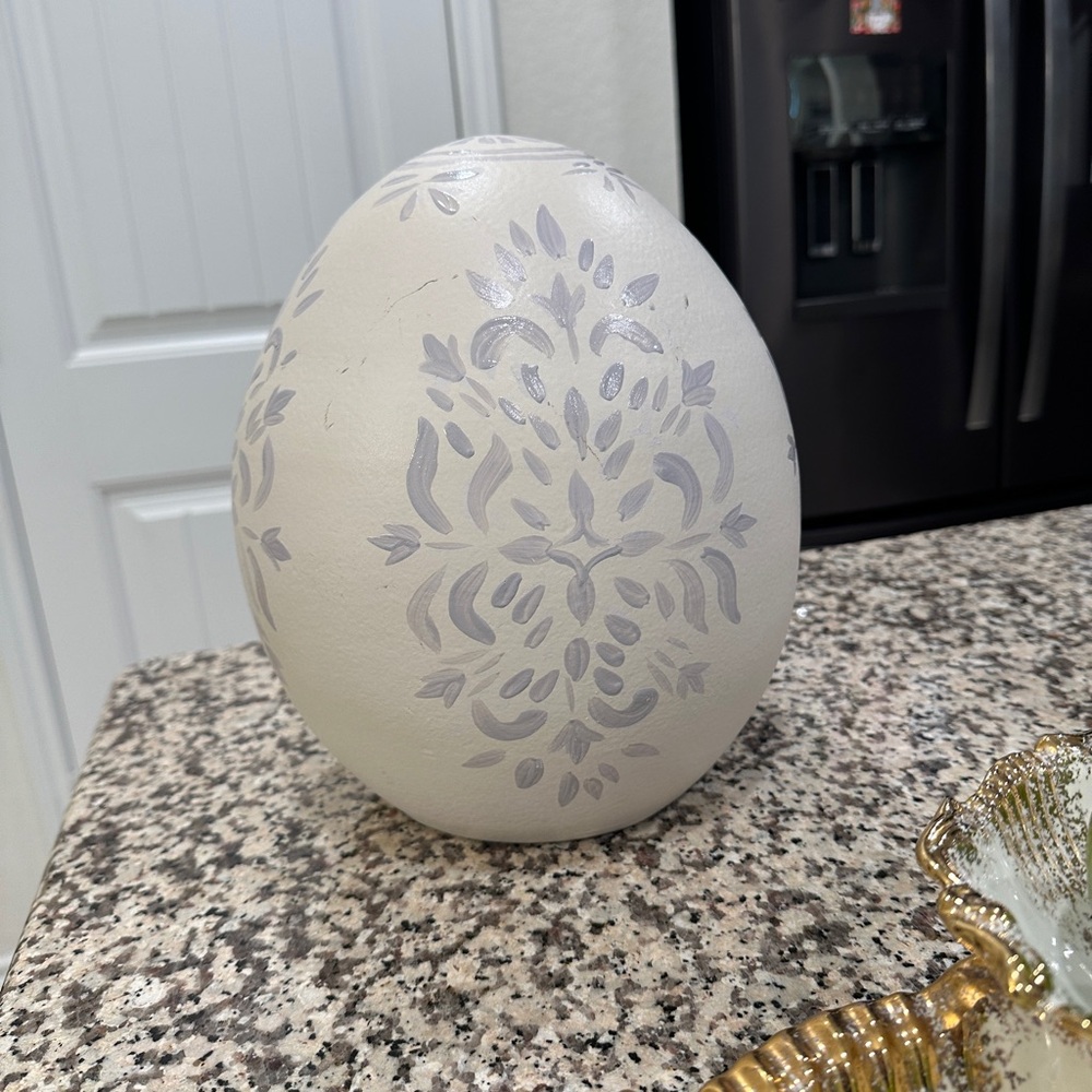 ✨ Pottery Barn Large Decorative Chambray Egg – Neutral Home Decor - Picture 3 of 6